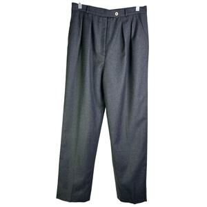 Alex Sport Trouser Pants Womens 10 Charcoal Gray Wool Hi-Rise Pleated Officewear